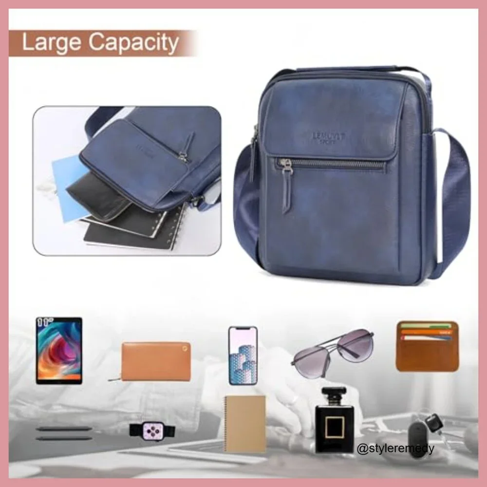 PU Leather Messenger Bag Crossbody Sling Adjustable Strap
